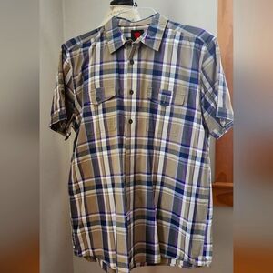 Swiss brand!!!STRELlSON Men's short sleeve shirt purple & green in size XL